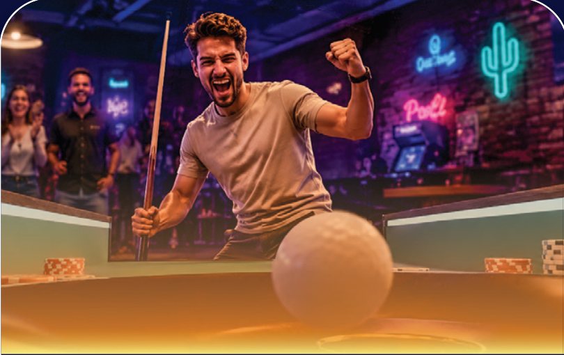 A player celebrating a trick shot